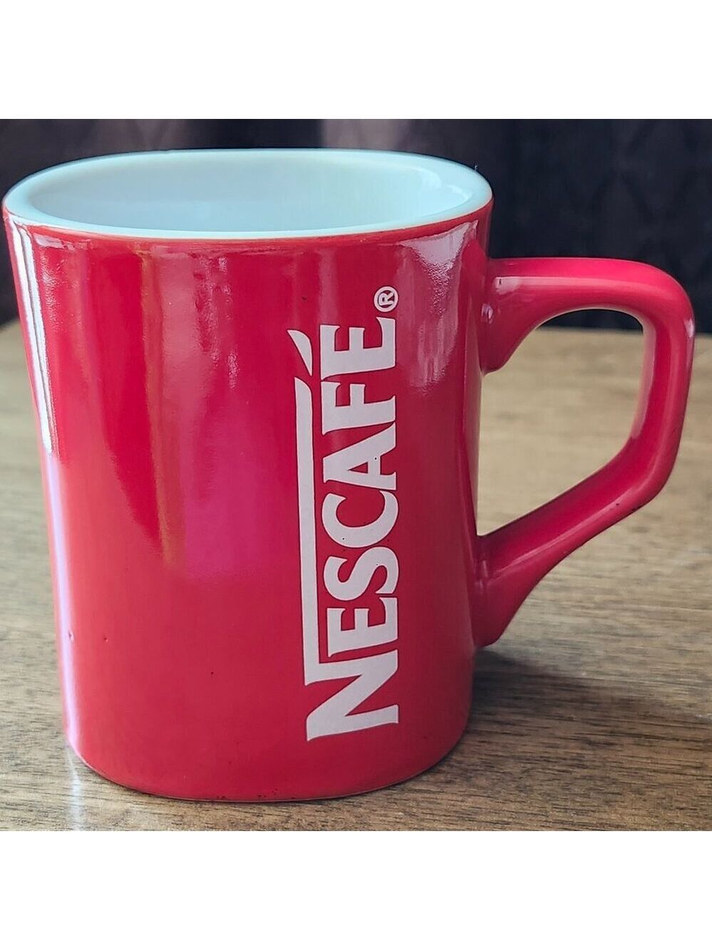 Nescafe Coffee Mug BRIGHT Red White Interior 8 oz.